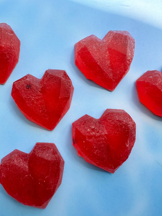 Strawberry Crystal Hearts 3pk