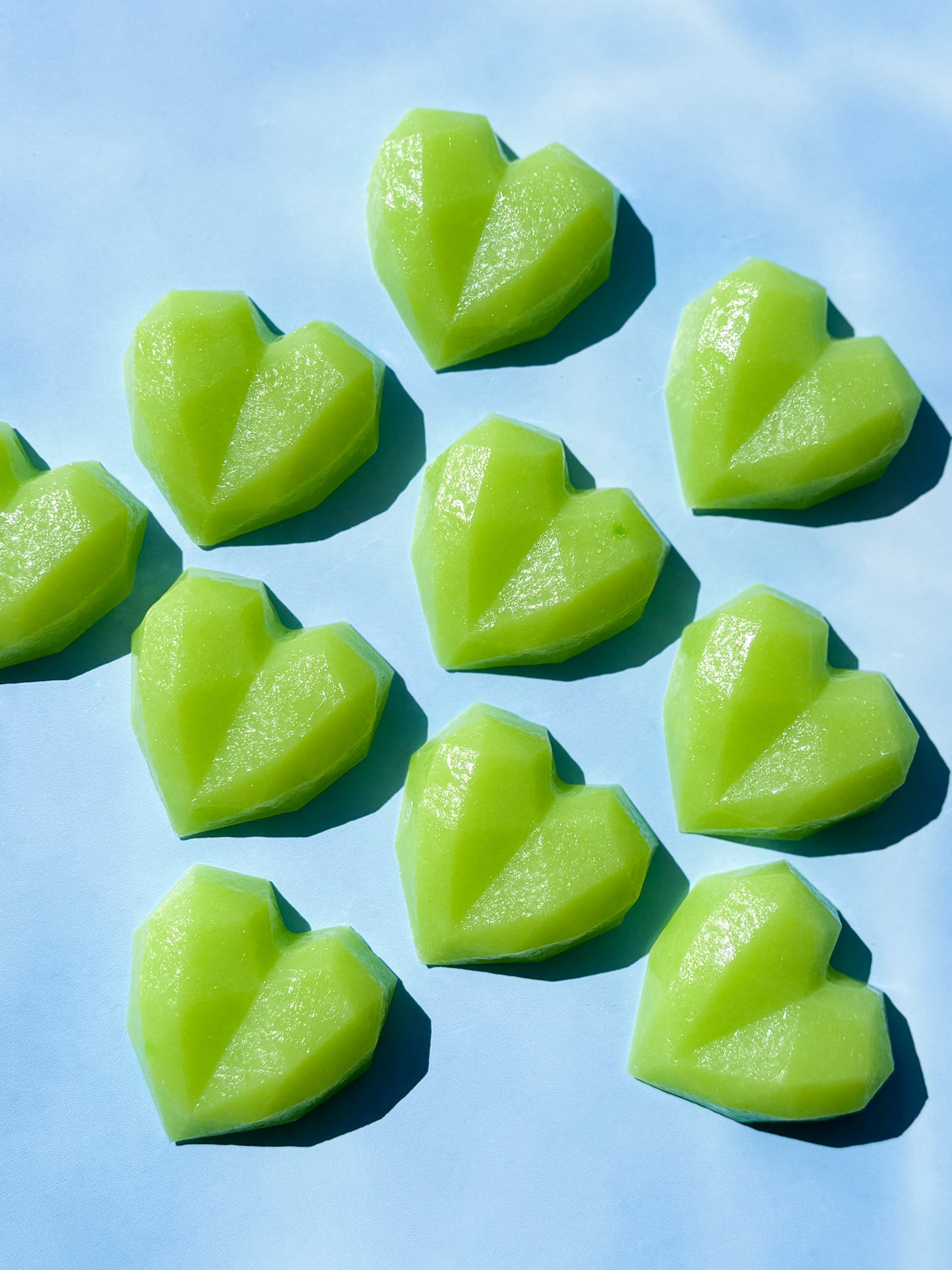 Lime Crystal Hearts (3pk)